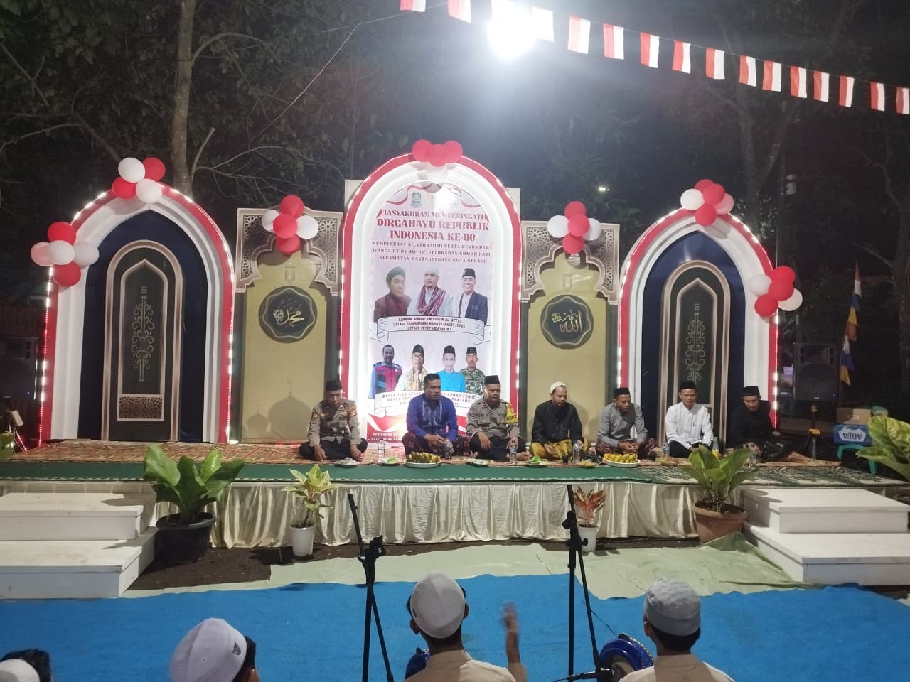 Bhabinkamtibmas Jatikramat Monitoring Malam Tasyakuran HUT RI ke-80, Ingatkan Warga Soal Kamtibmas