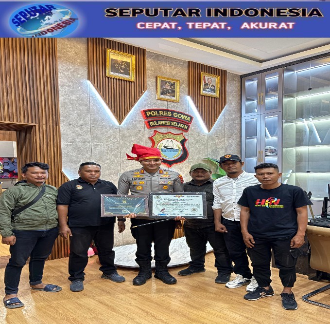 Kapolres Gowa Dapat Piagam Penghargaan Dari Lembaga Investigasi Negara Dan Dewan Pers Nusantara