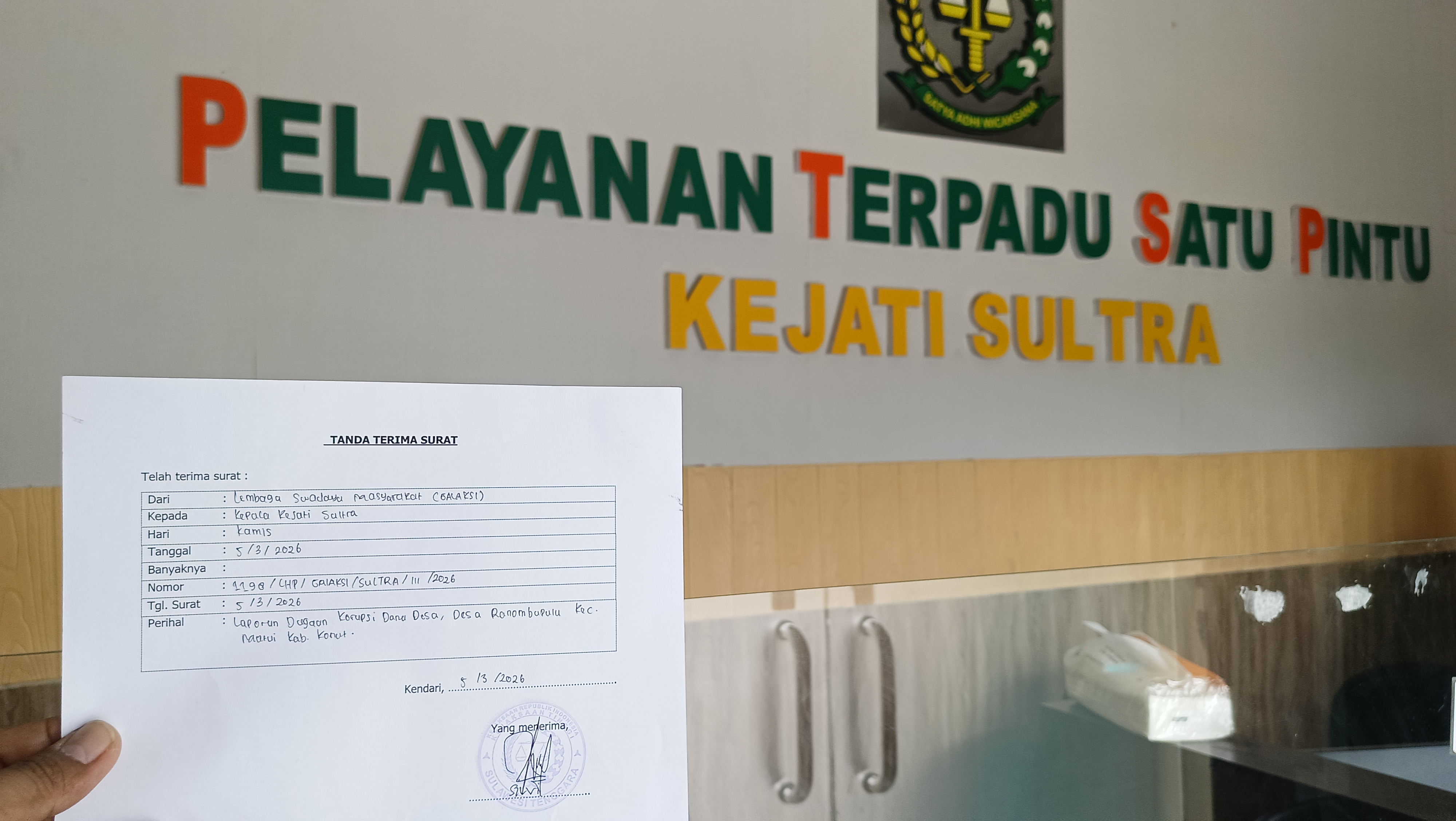 Diduga Ada Bau Korupsi Pengelolaan Dana Desa, Kades Ranombupulu di Laporkan di Kejati Sultra