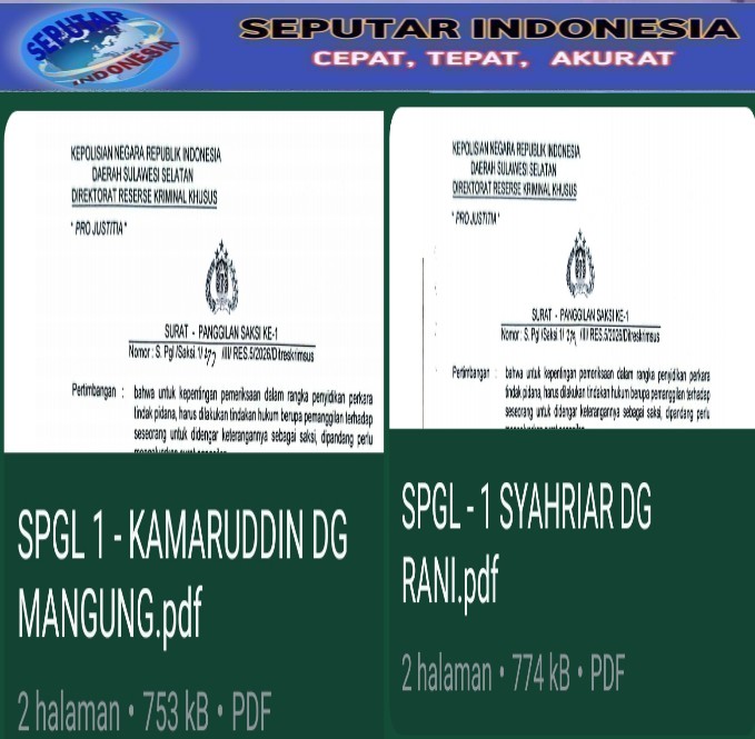 Kanit 4 Subdit IV Tipidter Ditreskrimsus Polda Sulsel Memanggil Dua Mafia BBM Hanya Sebagai Saksi