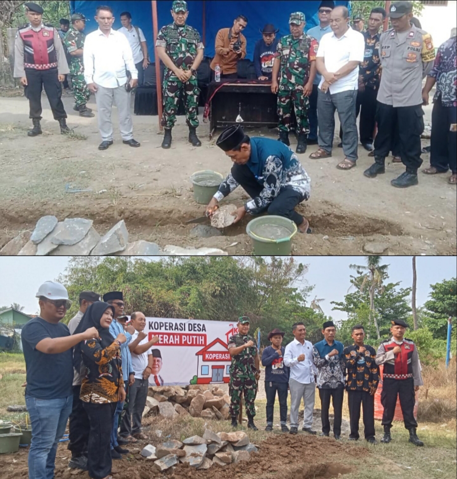 Dandim 0509 Kabupaten Bekasi Menghadiri Peletakan Batu Pertama Pembangunan Koprasi Desa Merah Putih Di Desa Sumbereja