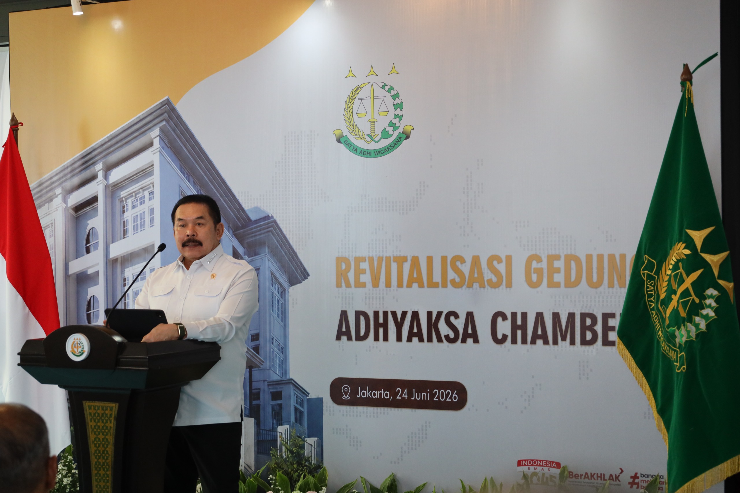 Jaksa Agung Hadiri Kegiatan Kick Off Revitalisasi Gedung Adhyaksa Chambers,Menuju Pusat Mediasi Sengketa Sektor Publik yang Modern.