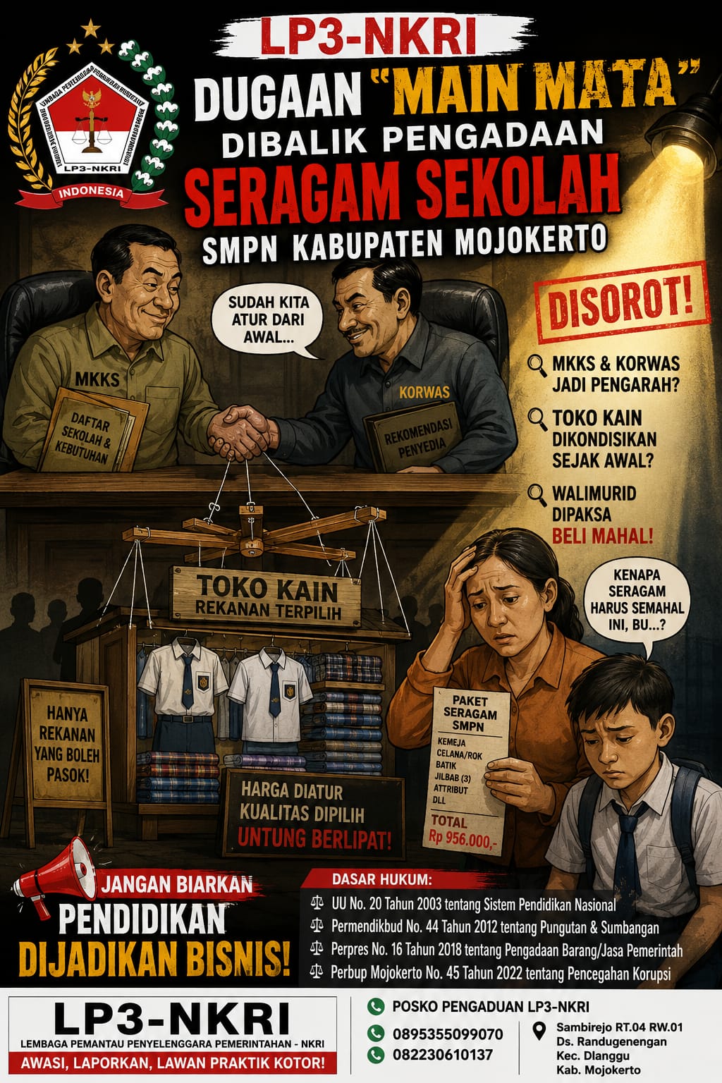 Dugaan Ketidakwajaran Pengadaan Seragam SMPN Mojokerto, Penunjukan Pemasok Diduga Sudah Ditentukan Sejak Awal