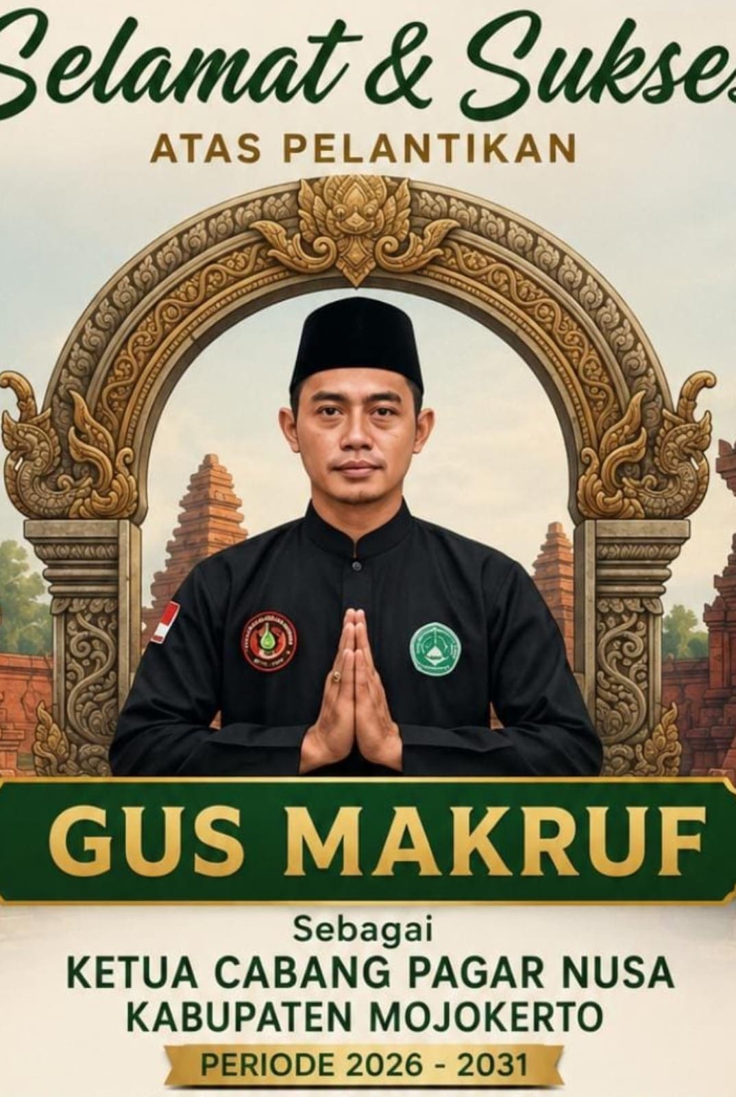 Gus MAKRUF Resmi dilantik Sebagai Ketua Cabang Pagar Nusa Kabupaten Mojokerto Periode 2026 – 2031