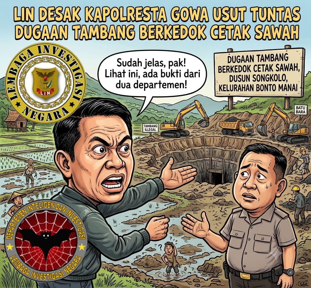 LIN Desak Kapolresta Gowa Usut Tuntas Dugaan Tambang Berkedok Cetak Sawah Di Dusun Songkolo Kelurahan Bonto Manai Milik Haji Gau Dan Daeng Rewa
